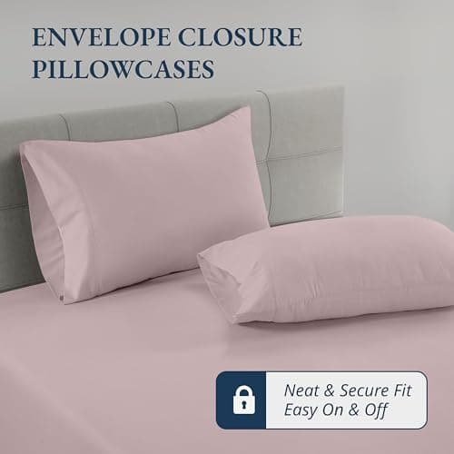 LANE LINEN 100% Organic Cotton Fitted Sheet Queen, Fully Elasticized French Reinforsed Seams Soft & Comfy Snug Fit Eco Friendly Queen Size Fitted Sheet only (Pillowcases Included)- Sepia Rose 7