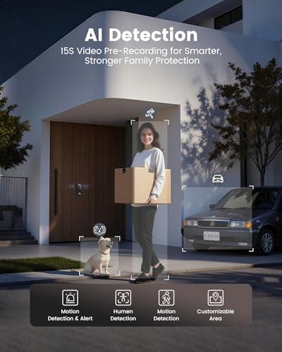 Lockzo Smart Lock with Camera, 3-in-1 WiFi Doorbell Keyless Entry Door Lock, Deadbolt Lock for Front Door, Fingerprint, Keypad Code, App Control, IP65 Waterproof, BHMA, Support Alexa&Google Assistant 5