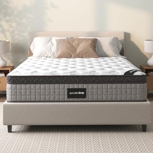 SAYRE SLEEP 10 Inch Queen Mattress, Medium Firm Hybrid, Cooling and Breathable Layers, Lumbar and Shoulder Support, Motion Isolation, Fiberglass Free, Luxury Hotel Collection (Olympic Queen, 10)