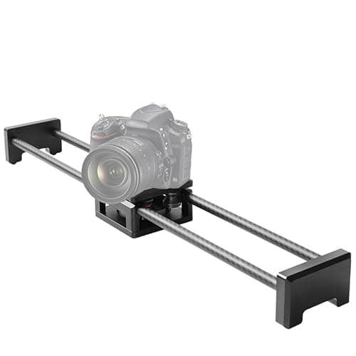 GVM Camera Slider Dolly Track, 24"/60cm Carbon Fiber Slider with Flywheel and Bubble Level, Max Load 17.6lb / 8kg Suitable for DSLR Camera, Camcorder