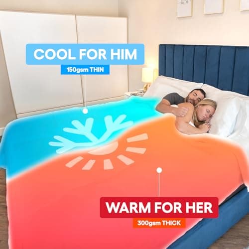 SöMN Kömforte Microfiber Dual Zone Comforter, His and Hers Blankets for Couples, Cool & Warm Two Temperature Comforter, Alternative Down Duvet Insert, Wedding Gift (White, Queen) 5