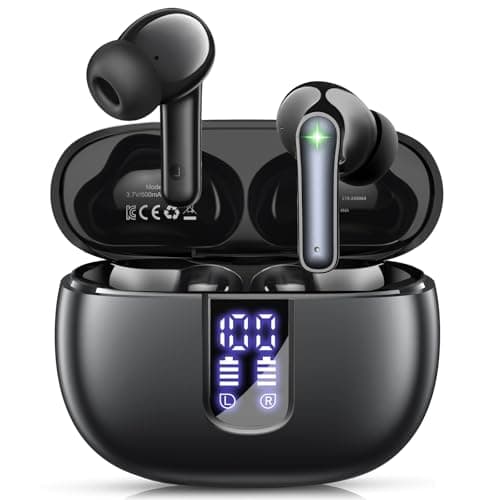 foxotin Ear Buds Wireless Earbuds - Bluetooth 5.3 Headphones (48H Playback) Built in Mic with LED Display Charging Case, IP7 Waterproof Earphone for iPhone Andriod Phones Laptop Sports Workout