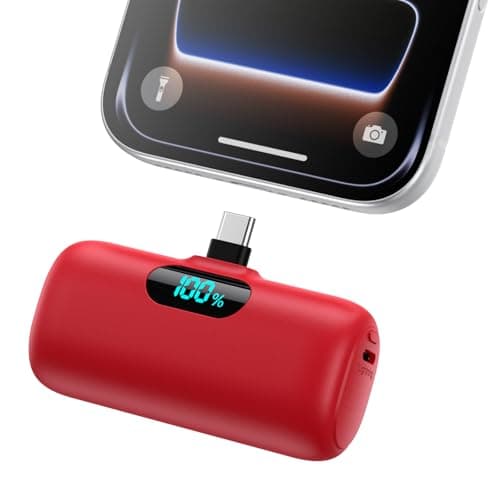Feob Mini Portable Charger 5000mAh Power Bank,15W PD USB C Cell Phone Portable Power,LCD Display Battery Pack Compatible with iPhone 17/Air/17 Pro/17Pro Max/16/15 Android/Samsung/Moto(Type-C Only)