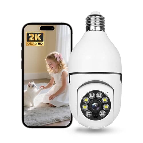 Hawkray Light Bulb Security Camera -5G& 2.4GHz WiFi 2K 3MP Security Cameras Wireless Outdoor Motion Detection and 911 Alarm Monitoring,Open AI Enabled,US Local Cloud, Color Night Vision,