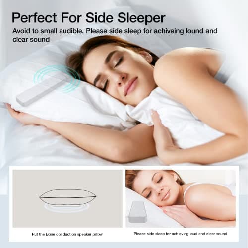 Hostena Pillow Speaker for Sleeping – Bluetooth Wireless Sleep Aid with Stereo Bass, White Noise & Volume Control, Portable Sleep Soundbar for Side Sleepers, TF Card Support & Sleep Timer(Gray) 5