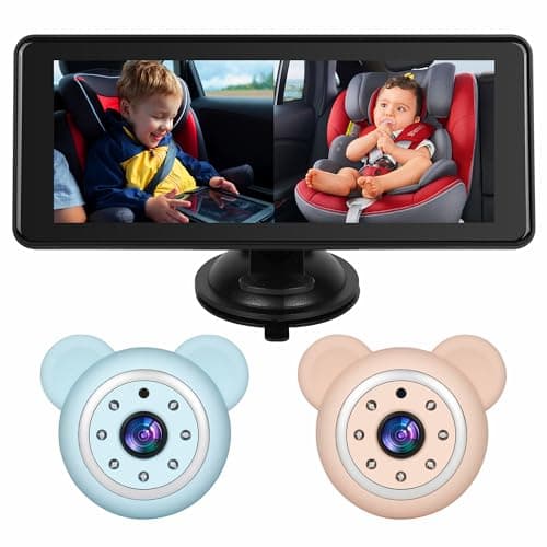 SUVOIT Baby Car Camera Backseat,6.86" Display Monitor,HD 1080P,Clear Wide View,IR Night Vision,Rear Facing Seat Camera for 2-Kids