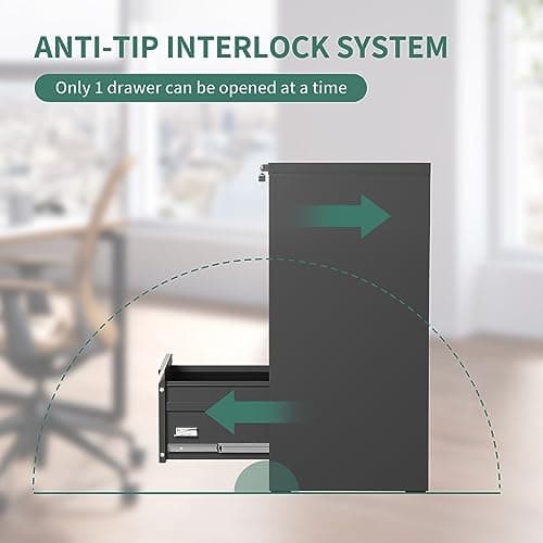BIZOEIRON 3 Drawer File Cabinet with Lock, Metal Vertical Filing Cabinets for Home Office, Steel Storage Cabinet for Hanging Legal/Letter Size Files, Assembly Required (Black) 6