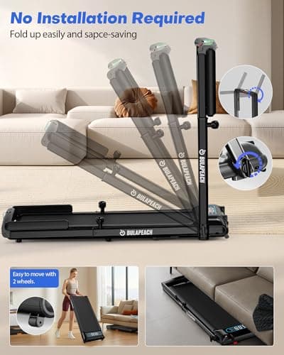 Walking Pad with Incline, 3 in 1 Under Desk Treadmill with Handle Bar Removable Desk Workstation & Device Holder, 3.5HP Foldable Treadmills with 300lbs Capacity for Home Office 6