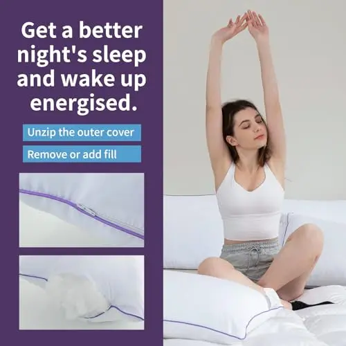 MOLCLCUY Bed Pillows King Size Set of 2,Hotel Collection Pillow for Side and Back Sleepers,Super Soft Down Alternative Microfiber Filled 6