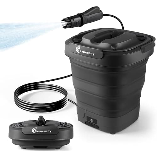 Favormony Foldable Electric-Pressure-Washer w/3.2Gal Tank, Max 290PSI, Water Pressure Washer 10FT Hose for Outdoor Indoor Cleaning, Pet Cleaning, Type-C Charging, Black