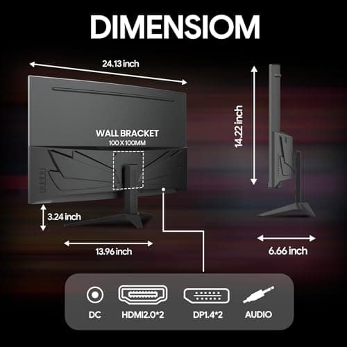 CRUA 27'' Curved Gaming Monitor 260Hz/240Hz, QHD 1440P 1800R VA Panel Computer Monitor with Built-in Speakers, Support AMD FreeSync, 120% sRGB, Blue Light Filter, HDMI2.0 & DP1.4, Wall Mountable-Black 8