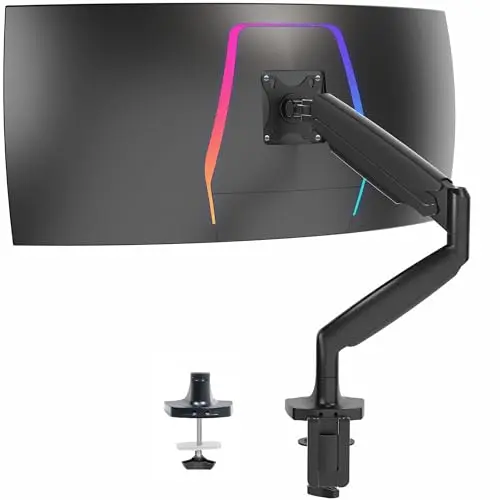 VIVO Premium Aluminum Heavy Duty Single Monitor Arm for Ultrawide Monitor up to 40 inches and 24 lbs, Desk Mount Stand, Pneumatic Height, Max VESA 100x100, Black, STAND-V101Q