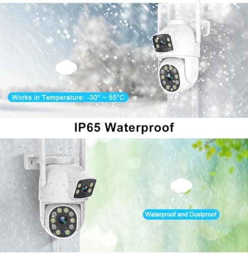 EVERSECU Dual Lens Linkage 6MP WiFi PTZ Security Camera Outdoor, 360° View, Auto Tracking, Motion Detection, Color Night Vision, 2-Way Audio, Compatible with Alexa(4pack) 7