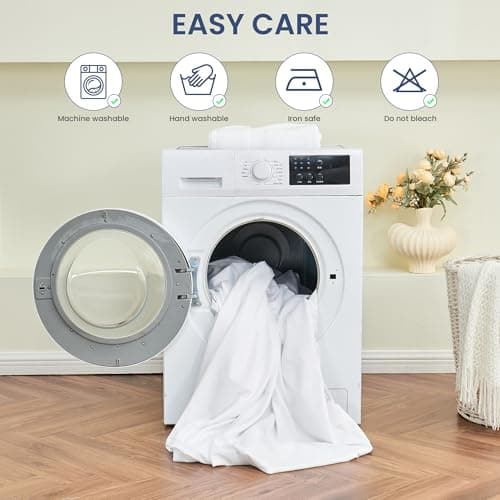 Yuurom Queen Fitted Sheet Only, Corner Straps Ultra Soft Brushed Microfiber Hotel Quality Bottom Sheet, Deep Pocket Fits 8-14 inches Mattresses, Luxury Durable Sheets for Queen Size Bed, White 9