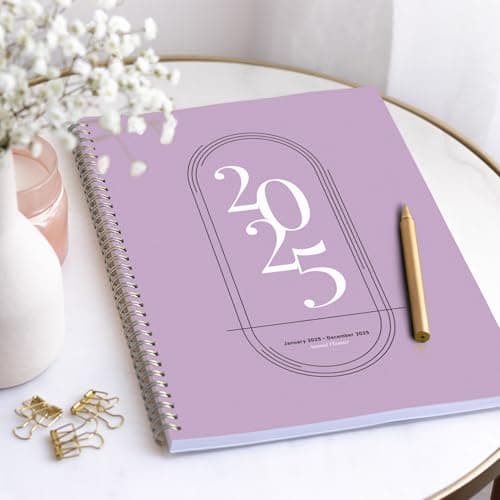 Rileys 2025 Weekly Planner - Annual Weekly & Monthly Agenda Planner, Jan - Dec 2025, Flexible Cover, Notes Pages, Twin-Wire Binding (8.5 x 11-Inches, Lilac) 8