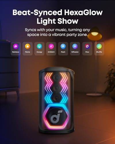 NEBULA Cosmos 4K SE Smart Projector & soundcore Rave 3S AI Karaoke Party Speaker with 2 Wireless Microphones 9