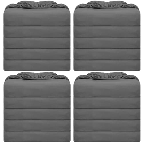 Preboun 20 Pack Fitted Sheets Bulk with Pocket Elastic Corners Comfy Microfiber Fabric Soft Bed Sheet for School Dormitory Home Hotel Hospital Room Massage Table(Twin,Gray)