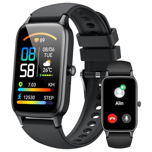 Smart Watch for Men Women, 1.57" Smartwatch (Answer/Make Call) , Fitness Tracker with 110+ Sport Modes, Heart Rate/Sleep Monitor, IP68 Waterproof, Bluetooth Calls, Smartwatches for Android iOS Black