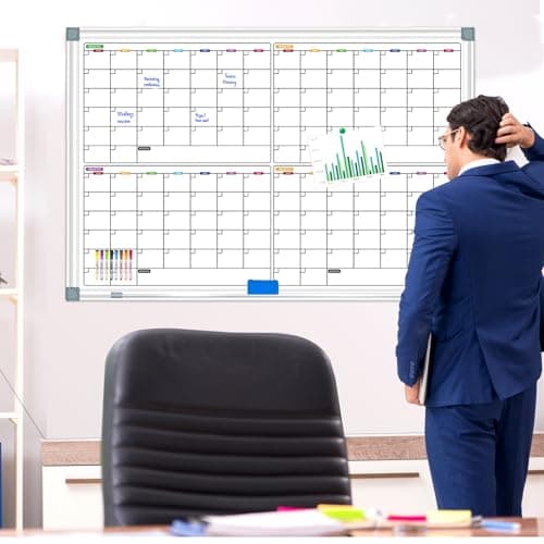 CALENBO Magnetic Calendar Whiteboard for Wall, 4 Month White Board Calendar Dry Erase Board 48" x 36", Wall Mounted Board Planner for Office, School, Home, Store 5