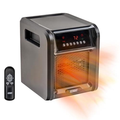 EZ-HEAT Digital 6-Element Quartz Infrared Cabinet Space Heater with Remote, 12-Hour Timer, Digital Display, Overheat Protection, & Tip-Over Switch, MT1198N