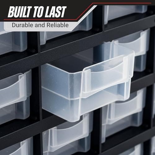 Storage Bin with Drawers - 41-Drawer Plastic Tool Organizer - Hardware or Craft Cabinet for Storing Beads, Toys, or Nuts and Bolts by Stalwart (Black) 7