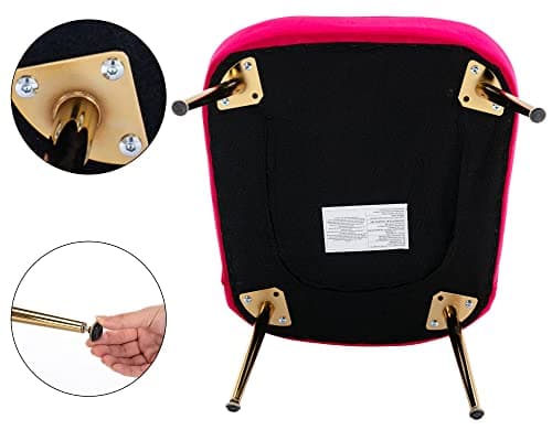 Janoray Velvet Accent Chair Set of 2 Comfy Living Room Chair Armless Slipper Chair Mid Century Side Single Sofa Chair with Golden Legs Wingback for Bedroom Guest Room, Hot Pink 7