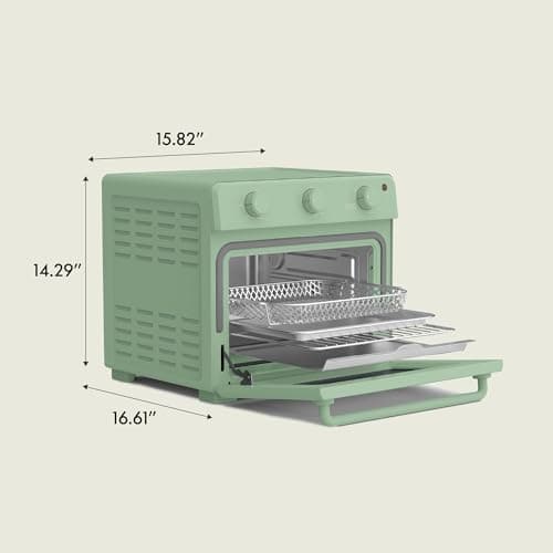 bella Air Fry Toaster Oven, 7 Preset Cooking Options, Dishwasher-Safe EverGood Coated Trays Included, 60-Minute Auto Shutoff w Audible Timer, Power Indicator Light, 1700 Watt, Seaglass 8