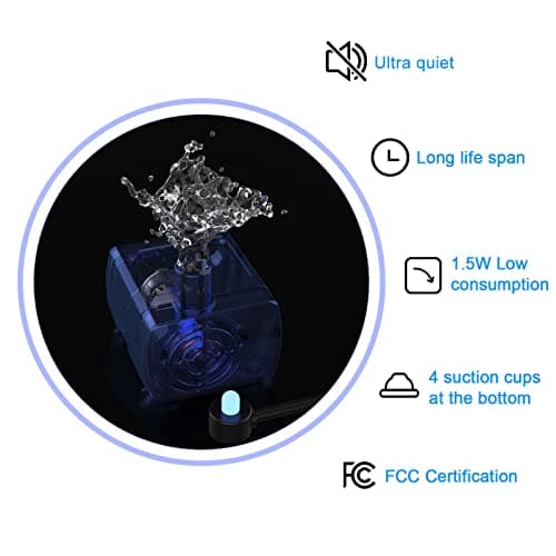 Wonder Creature Cat Water Fountain with Stainless Steel Lid, 2.4L/81oz Automatic Cat Fountain with LED Light and Water Level Window for Cats and Dogs 2