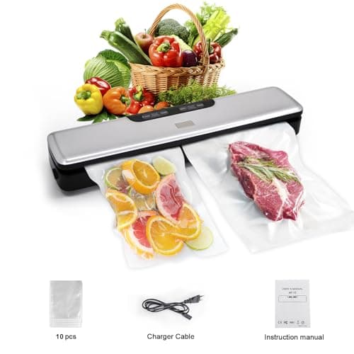 Flyfox Vacuum Sealer Machine - Strong, Multi-functional, and Fast Compact for Multi Food Storage with Low Noise, includes Vac, Sealer, Meat, Dry, Soft, 5 Modes with Vacuum Seal Bags 6