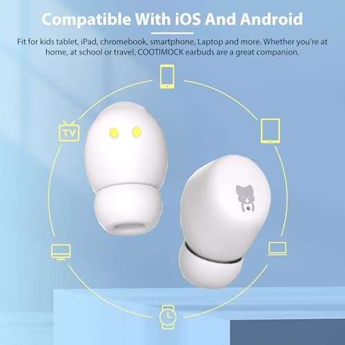Kids Earbuds, 85dB Safe Volume to Protect Hearing, Bluetooth Earbuds for Kids with Mic, 30H Playtime, Safe Material, Lightweight, Waterproof, Touch Control, Wireless Ear Buds for School Travel, Koala 7