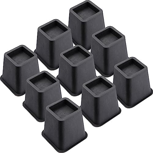 KAKAMINA Bed Risers 3 Inch, Heavy Duty Furniture Risers, Bed Elevators for Sofa Desk Chair, Lifts Up to 1,500 lb, Set of 9, Black