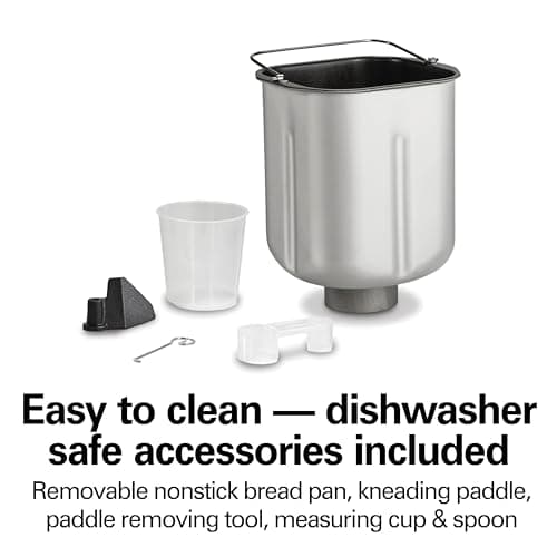 Hamilton Beach Digital Electric Bread Maker Machine Artisan and Gluten-Free, 2 lbs Capacity, 14 Settings, White and Stainless Steel (29987) 5