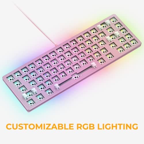 GLORIOUS GMMK 2 Gaming Barebones Keyboard - Hot Swappable TKL DIY, Compact Mechanical Keyboard Kit- Wired, RGB Backlit,- PC Setup Accessories- 65%, Pink 9