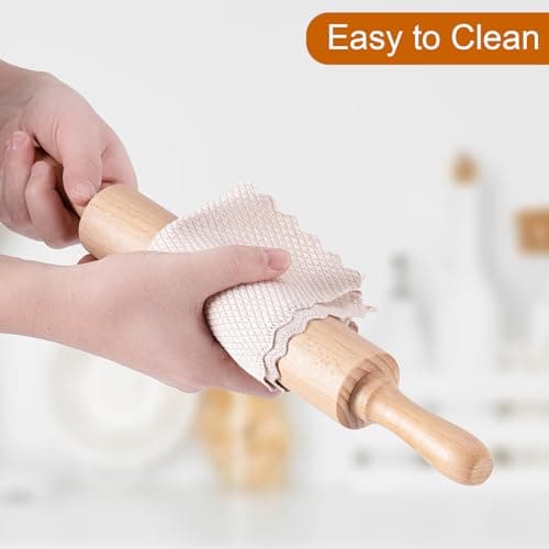 AISOSO Rolling Pins for Baking, 15.75 Inches Wooden Rolling Pin with Handles, Classic Nonstick Dough Roller for Fondant Pizza Pie Crust Cookie Pastry, Kitchen Baking Essentials, Light Yellow 7