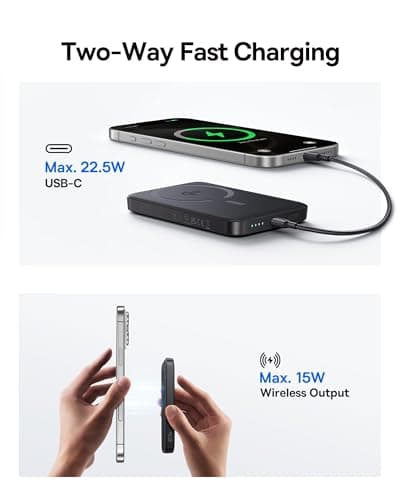 Baseus for MagSafe Portable Charger, Qi2 Certified 15W Wireless Magnetic Power Bank 10000mAh with USB-C Cable 22.5W PD Charging, Battery Pack Compatible with iPhone 17/16/15/14/13 Pro/Pro Max Series 5