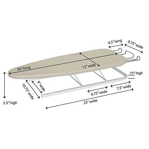 Household Essentials Tabletop Ironing Board with Iron Rest | Wood Top, Sturdy Metal Legs with Support Bars | Compact & Lightweight Ironing Board for Small Spaces, Dorms, Apartments | 30"x12" 6