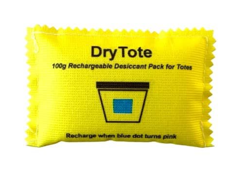 DryTote Rechargeable Desiccant Pack, Ultimate Moisture Absorption, Color Change Indicator, Safe Storage Protection, Large Capacity 200 Gallons, 100g, Yellow