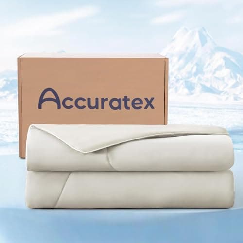 ACCURATEX Cooling Comforter Queen/Full Size, Q-max>0.45 Arc-Chill Cooling Blanket for Hot Sleepers, Lightweight Cool Blankets for Night Sweats, Silky Breathable Summer Cool Comforter,Ivory(90"x90")