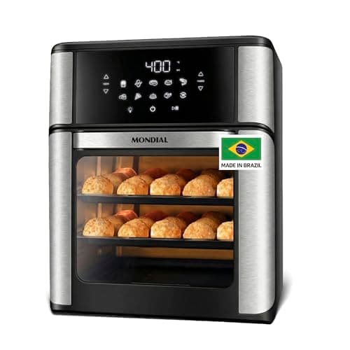 Air Fryer Oven 1800W, 12.7QT Capacity, Touchscreen Panel, Automatic Shut-Off, Toaster + Airfryer – Black & Stainless Steel – Mondial