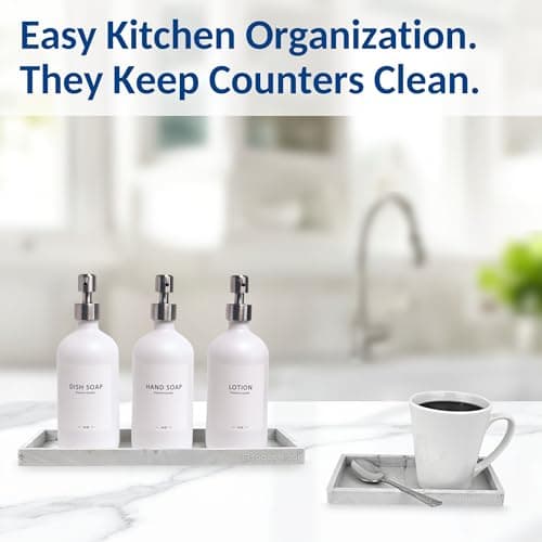 Spacewiser Countertop and Vanity Tray - 2 PC (11” and 7”) Shatterproof Silicone Kitchen and Bathroom Trays for Counter, Kitchen Soap Dispenser Tray, Vanity Trays for Bathroom, Perfume Key Tray 6