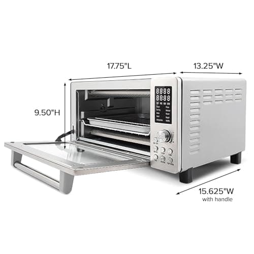 Nuwave Bravo Air Fryer Toaster Smart Oven, 10-in-1 Countertop Convection, 1800 Watts, 21-Qt Capacity, 50°-450°F Temp Controls, Top and Bottom Heater Adjustments 0%-100%, PFAS Free, Stainless Steel 7
