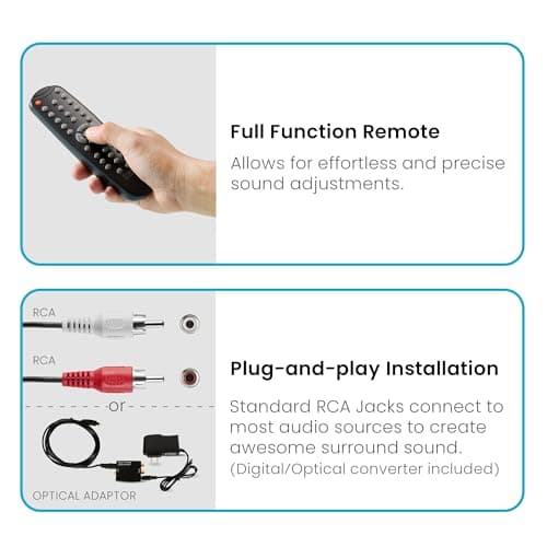 Goldwood Bluetooth 5.1 Surround Sound Home Theater Speaker System with LED Display, FM Tuner, USB/SD Inputs - 6-Piece Set with Remote Control, Black 7