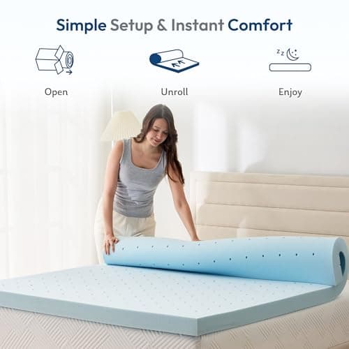Gelsea 3 Inch Memory Foam Mattress Topper,5-Zone Bamboo Charcoal Infused Mattress Pad for Back Pain,Ventilated Soft Bed Topper,Odor Absorption (3 Inch, Full) 6