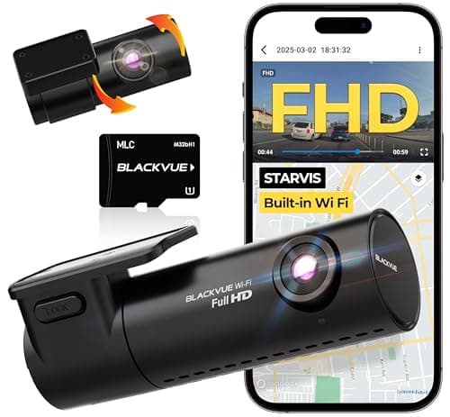 BlackVue DR590X-2CH Plus 32GB Dash Cam - FHD Dash Cam Front and Rear, STARVIS, Free Hardwire Cable & SD Card, Built-in Wi-Fi, Parking Mode Support, App Control Dashcam