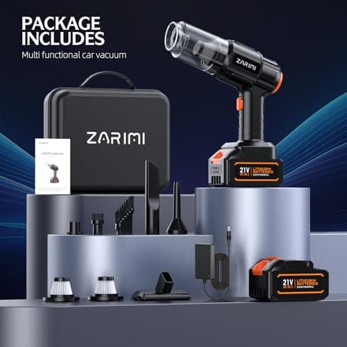 ZARIMI Car Vacuum Portable Cordless, 50000Pa High Power Rechargeable Dust Buster with 2 Batteries & Charger, 6-in-1 Handheld Vacuum Cleaners for Home, Car, Pet Hair, Keyboard, Graphite Black 7
