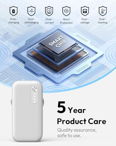 A ADDTOP 2-Pack Mini-Portable-Charger-with-Built in-Cables - 5000mAh Small Power Bank PD QC Fast Charging USB-C External Battery Pack for iPhone 16/15/14/Android 7