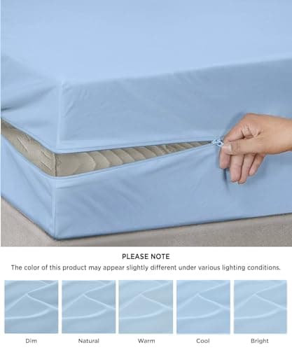 Zipper Fitted Sheet - RV King Size, 8 Inch Deep Pocket, Hotel Quality Brushed Microfiber Bottom Sheet, Soft Wrinkle-Free, Shrinkage and Fade Resistant, 1 Fitted Sheet Only (Light Blue) 7