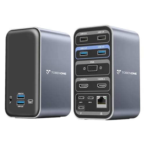 MacBook Pro Docking Station Dual Monitor with 2 4k HDMI Display,15 in 2 USB C Docking Station for MacBook with 2 HDMI, VGA, PD3.0, 7 USB Ports, RJ45 Ethernet & 3.5mm Audio (No Power Adapter)