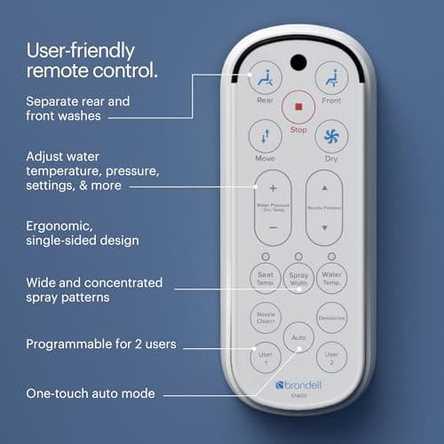 Brondell Bidet Toilet Seat S1400, Smart Toilet Seat, Dual Stainless-Steel, Self-Cleaning Nozzle With Clean Plus Technology, Endless Warm Water Bidet, Warm Air Dryer-Nightlight, Heated Seat, Elongated 5