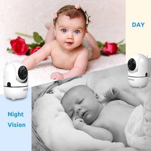 HelloBaby Upgrade 5’’ Baby Monitor with 30-Hour Battery, 2 Cameras Pan-Tilt-Zoom, 1000ft Range Video Audio Baby Monitor No WiFi, VOX, Night Vision, 2-Way Talk, 8 Lullabies and Temperature 6